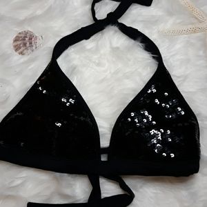 Guess Sequin Halter Swim Top